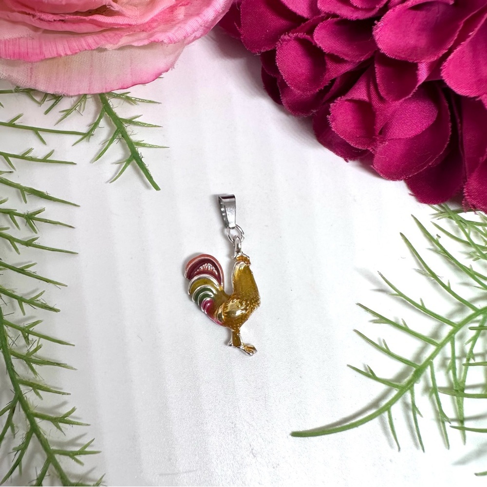 NEW⚜️Rooster Enamel Charm Pendant - Picture 2 of 5